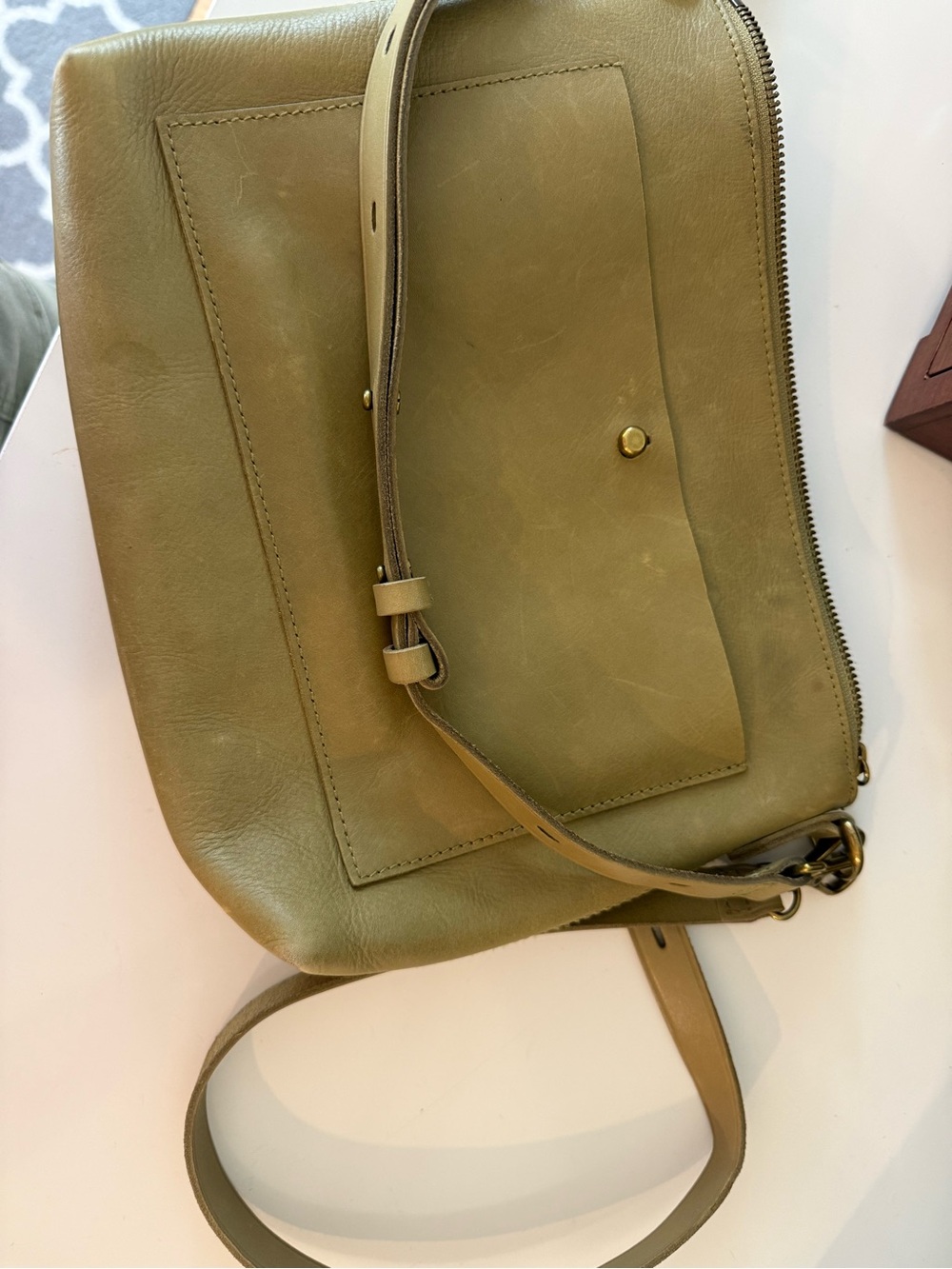 Madewell Olive Leather Crossbody Shoulder Bag